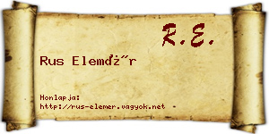 Rus Elemér névjegykártya